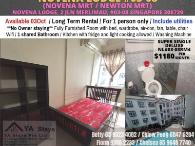 Available 03 Oct -Common Room/FOR 1 PERSON STAY ONLY/Wifi/Aircon/No owner staying/No Agent Fee/No owner staying/Cooking allowed/Novena MRT/Mount Pleasant MRT - Novena Lodge, 2 Jln Merlimau, #03-08 RM 4 Singapore 308729