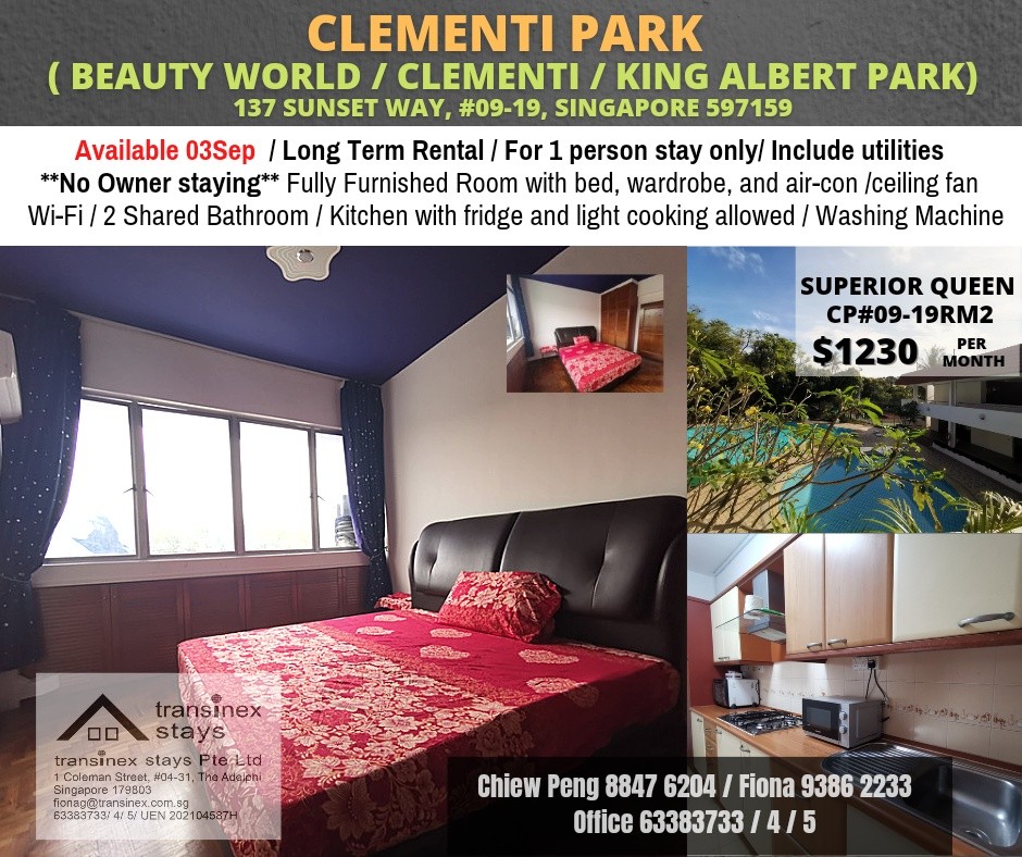 Available immediate -Common  Room/Strictly Single Occupancy/Wifi/Aircon/no Owner Staying/No Agent Fee/Cooking allowed /Beauty World/King Albert Park/ Clementi Park/ Clementi MRT - Clementi - Bedroom - Homates Singapore