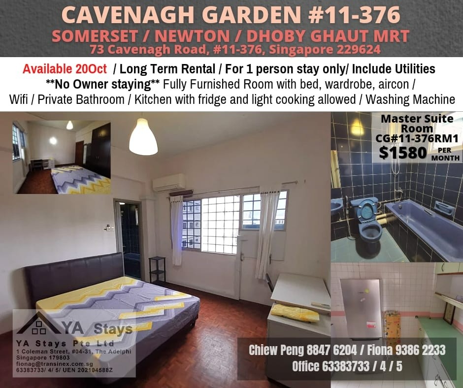Available 20 OCT  - Master bedRoom/Strictly Single Occupancy/no Owner Staying/No Agent Fee/Private Bathroom/Cooking allowed/Near Somerset MRT/Newton MRT/Dhoby Ghaut MRT - River Valley - Bedroom - Homates Singapore