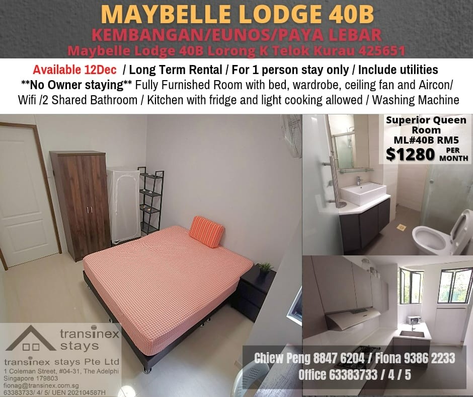 Common Room/FOR 1 PERSON STAY ONLY / Wifi/No owner staying/No Agent Fee/Cooking allowed/KEMBANGAN MRT / EUNOS MRT / PAYA LEBAR MRT/Available 12 Dec - Paya Lebar 巴耶利嗒 - 分租房間 - Homates 新加坡