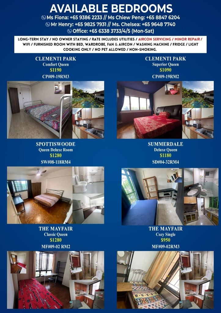 Available immediate -Common  Room/Strictly Single Occupancy/Wifi/Aircon/no Owner Staying/No Agent Fee/Cooking allowed /Beauty World/King Albert Park/ Clementi Park/ Clementi MRT - Clementi 金文泰 - 分租房间 - Homates 新加坡