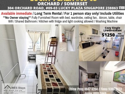 Available Immediate / Common Room / Single Occupancy / no Owner Staying / No Agent Fee / Cooking allowed / Orchard Mrt / Somerset MRT / Newton MRT - 304 Orchard Road, Lucky Plaza, #09-03, Singapore 238863