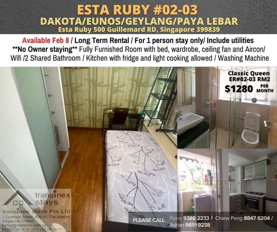 Common Room/FOR 1 PERSON STAY ONLY/Wifi/No owner staying/No Agent Fee/Cooking allowed/Paya Lebar MRT, Dakota MRT/ Available FEB 8 - Dakota 達科達 - 分租房間 - Homates 新加坡