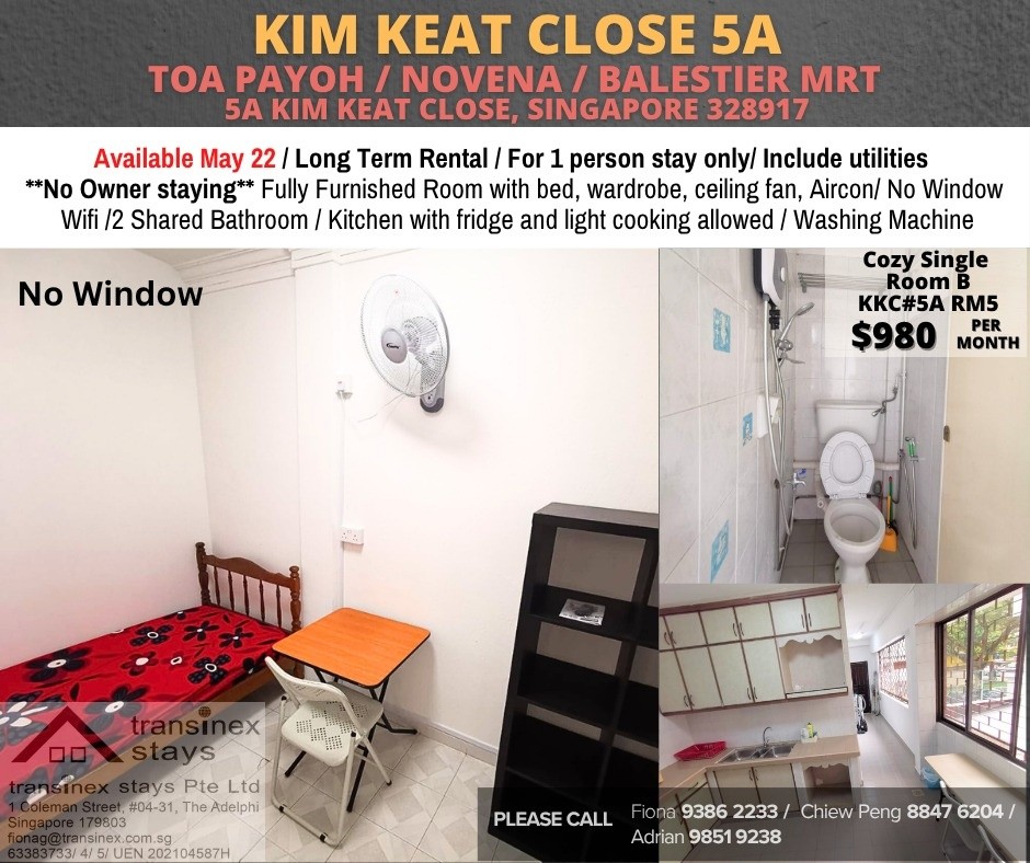 Available﻿ 22 May - Common Room/Include Utilities/Wifi/Aircon/No Agent Fee/Light Cooking Allowed/Washing Machine - Toa Payoh - Bedroom - Homates Singapore