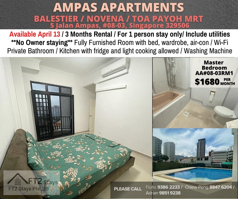 Room for rent/Toa Payoh, Boon Keng, Novena MRT/1 pax stay/Include Utilities/Available IMMEDIATELY - Novena - Bedroom - Homates Singapore