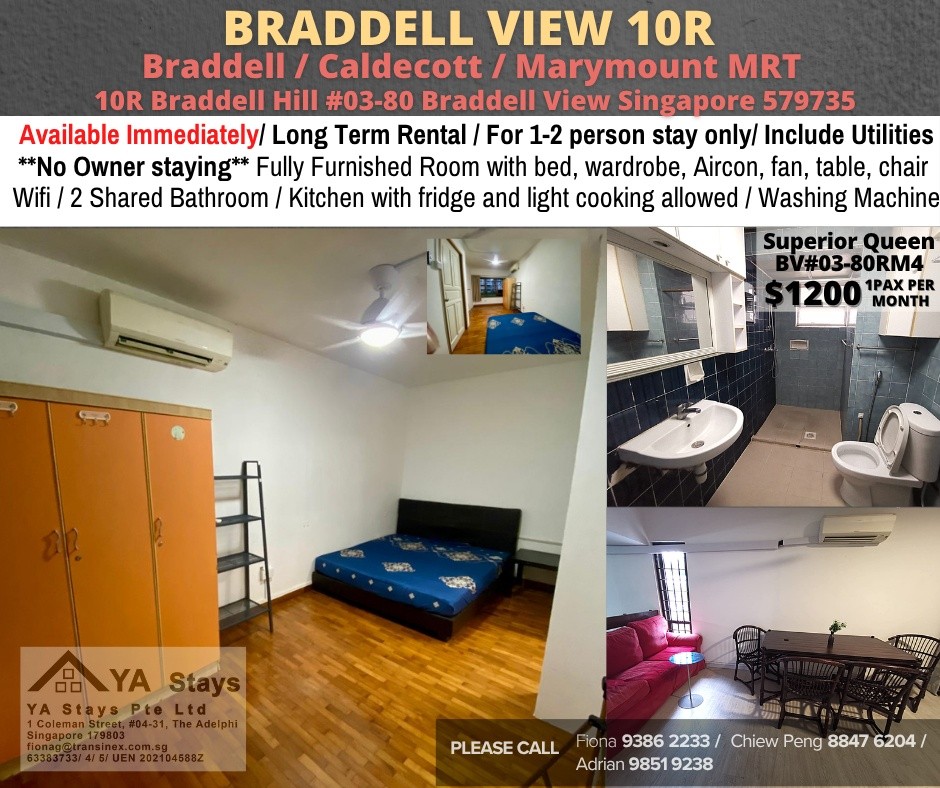 Available﻿ Immediate - Common Room/Include Utilities/Wifi/Aircon/No Agent Fee/Light Cooking Allowed/Washing Machine - Braddell - Bedroom - Homates Singapore
