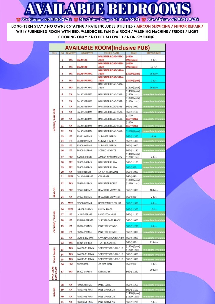 Available﻿ 5 June - Common Room/Include Utilities/Wifi/Aircon/No Agent Fee/Light Cooking Allowed/Washing Machine - Braddell 布莱徳 - 分租房间 - Homates 新加坡