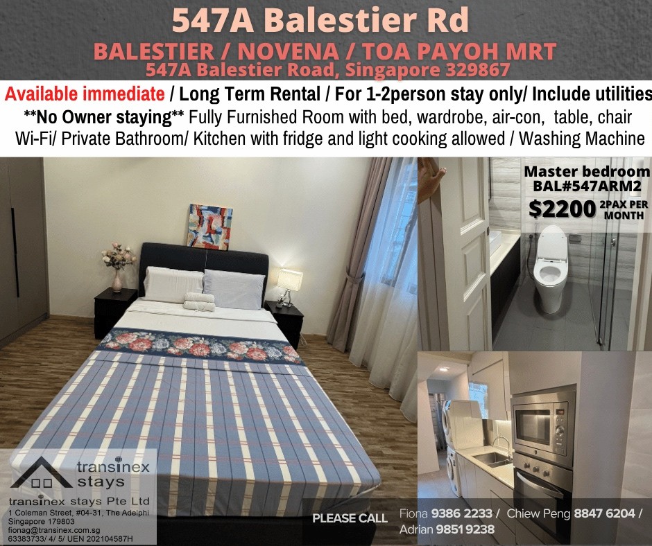 Available﻿ Immediately - Master Room/Include Utilities/W ifi/Aircon/No Agent Fee/Light Cooking Allowed/Washing Machine - Toa Payoh - Flat - Homates Singapore