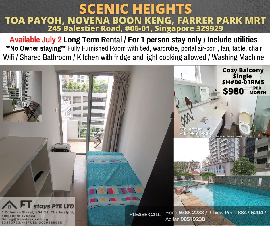 Room for rent / Balestier, Toa Payoh. / Common room / 1pax stay / Available July 2 - Novena 诺维娜 - 分租房间 - Homates 新加坡