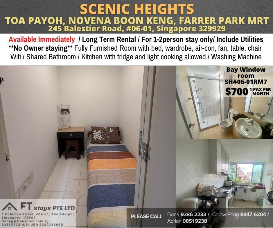 Room for Rent/Scenic Heights, Balestier/ For 1 pax/ Available Immediately - Toa Payoh 大巴窑 - 整个住家 - Homates 新加坡
