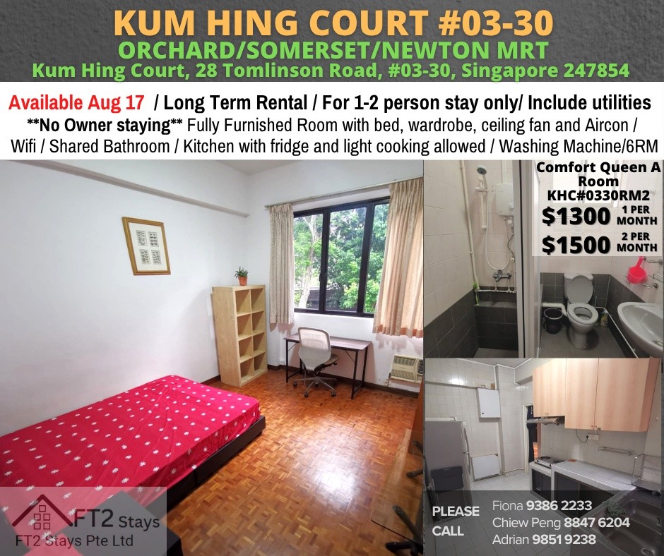 Available Aug 17 / Long Term Rental / For 1-2 person stay only / Include utilities  - Tanglin - Flat - Homates Singapore
