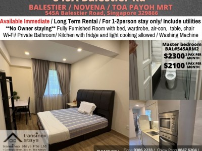 Available Immediate - Master Room at Balestier - 545A Balestier Road, Singapore 329866 