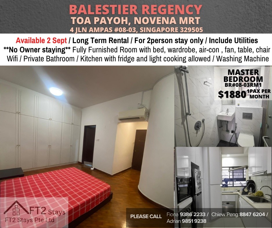 Room for rent / TOA PAYOH, NOVENA MRT / Master room / 1pax stay / Available Sept 2 - Toa Payoh 大巴窑 - 分租房间 - Homates 新加坡