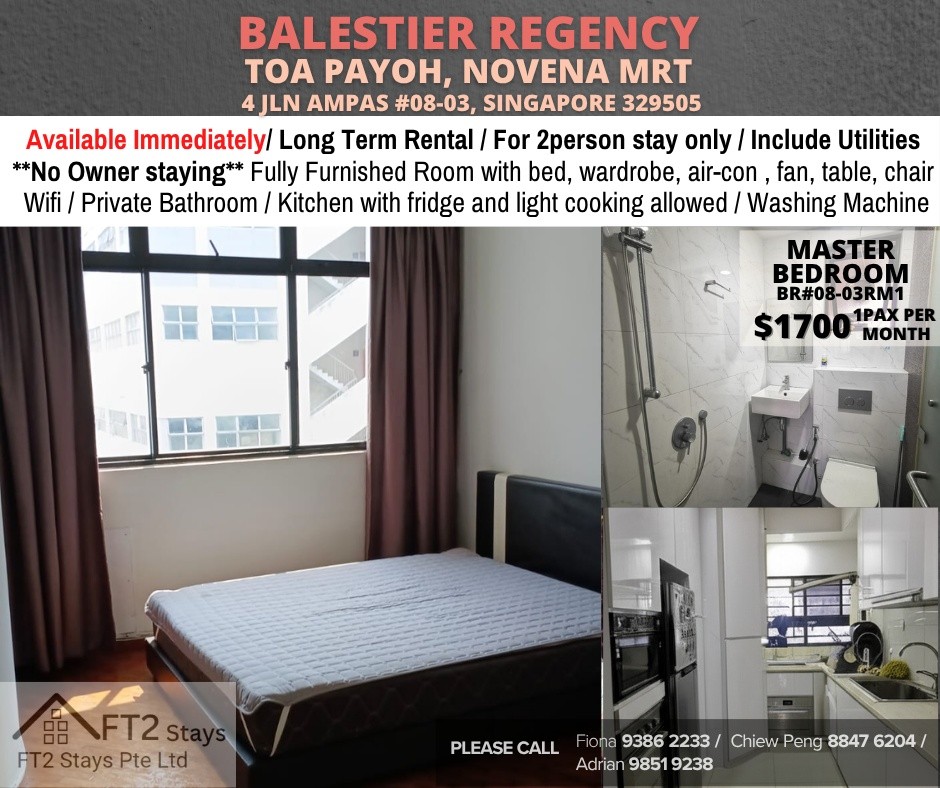 Room for rent / TOA PAYOH, NOVENA MRT / Master room / 1pax stay / Available Immediately - Toa Payoh 大巴窑 - 分租房间 - Homates 新加坡