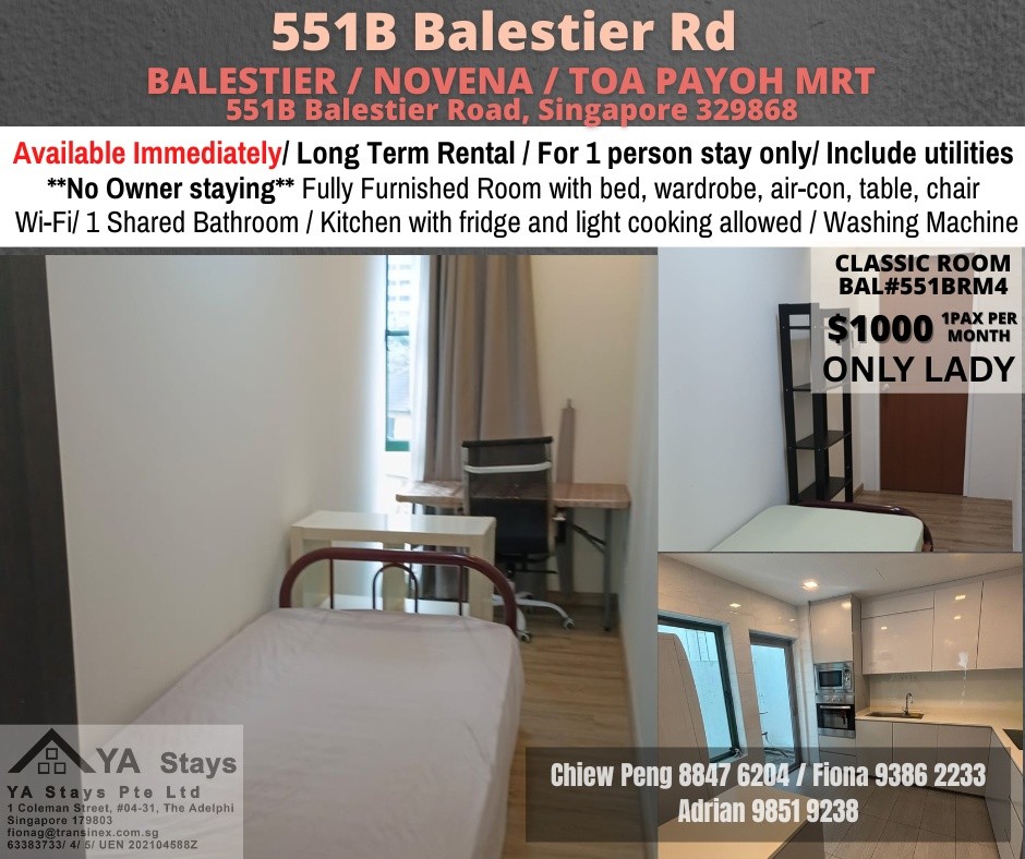 "Classic Room for rent / BALESTIER / NOVENA / TOA PAYOH MRT / Classic room / 1pax stay / Available immediately		 - Novena - Bedroom - Homates Singapore