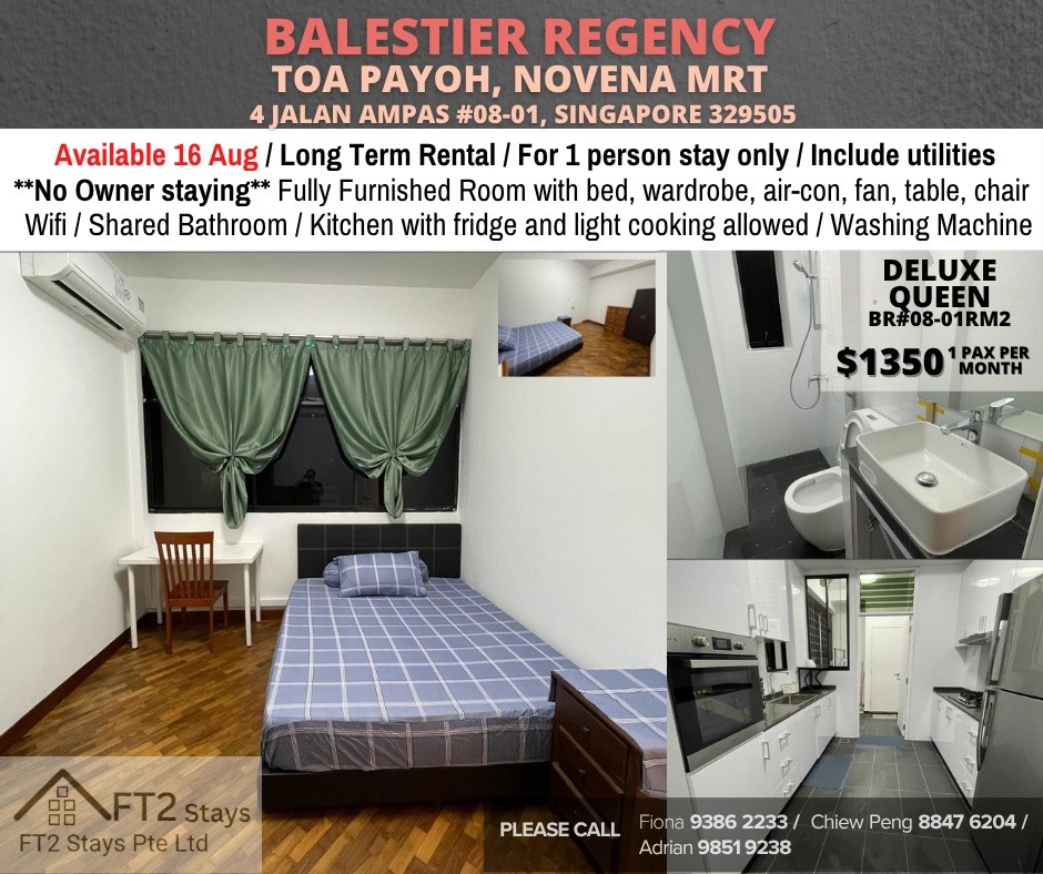Deluxe Room for rent/ Balestier/ Toa Payoh / 1pax stay / Available Aug 16  - Novena - Bedroom - Homates Singapore