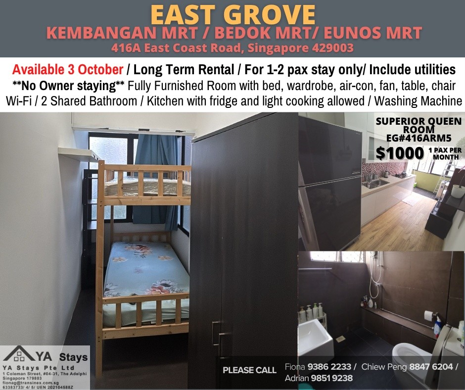 Room for rent / Kembangan MRT / Classic  room / 1pax stay / Available 3 October - Marine Parade - Flat - Homates Singapore