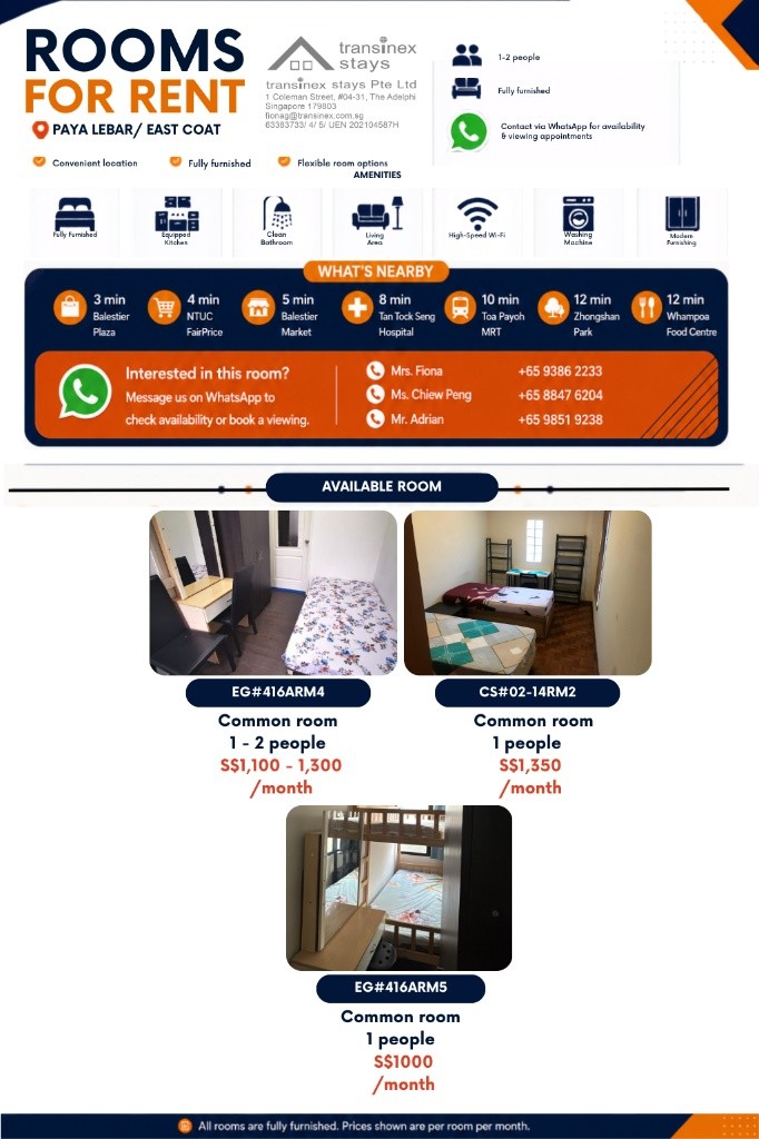 Room for rent / Kembangan MRT / Classic  room / 1pax stay / Available 3 October - Marine Parade - Flat - Homates Singapore