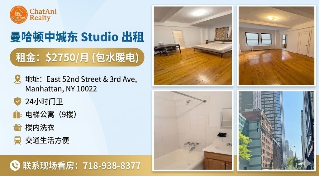 纽约曼哈顿中城中央车站附近出租 $2,750/月除了网络其他全包 -  - 整套出租 - Homates 美国