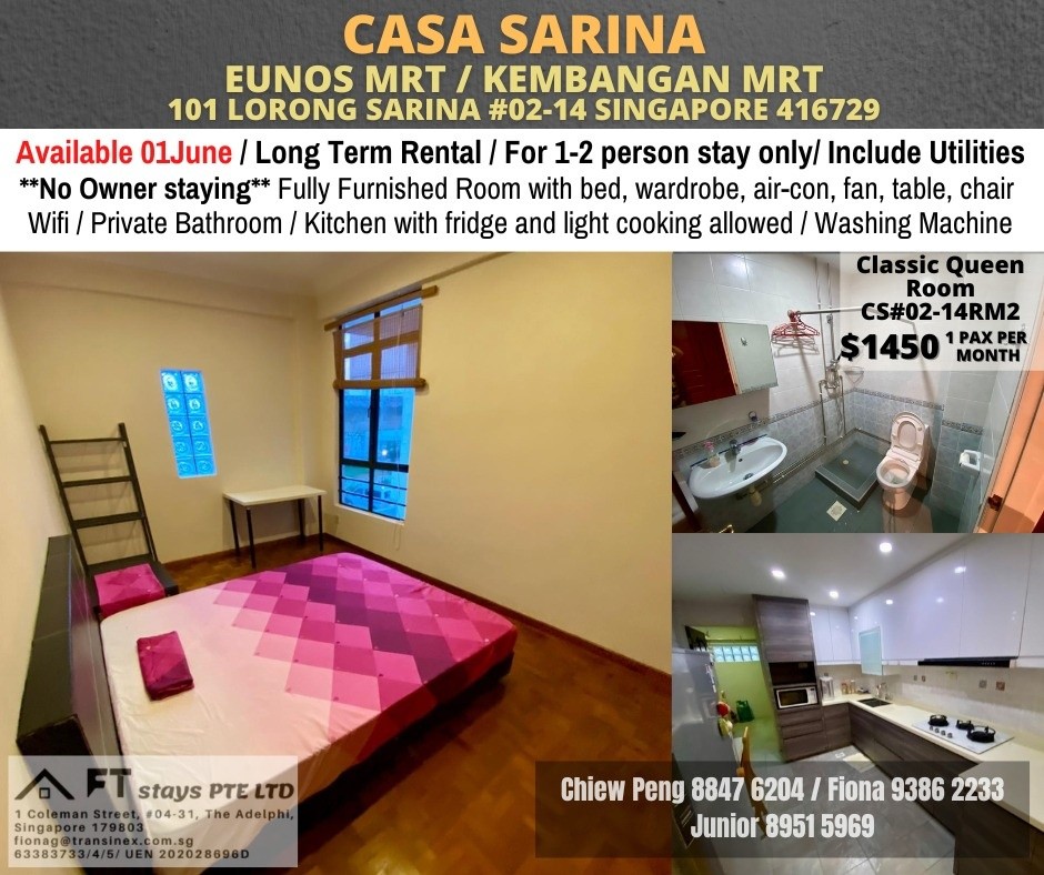 CASA SARINA - $1450 - Eunos 友诺士 - 整个住家 - Homates 新加坡
